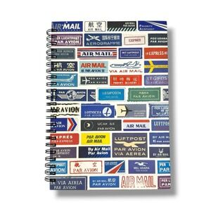 AIR MAIL Par Avion NOTEBOOK Journal Spiral Bound HC 63 Blank Pgs Chronical Books
